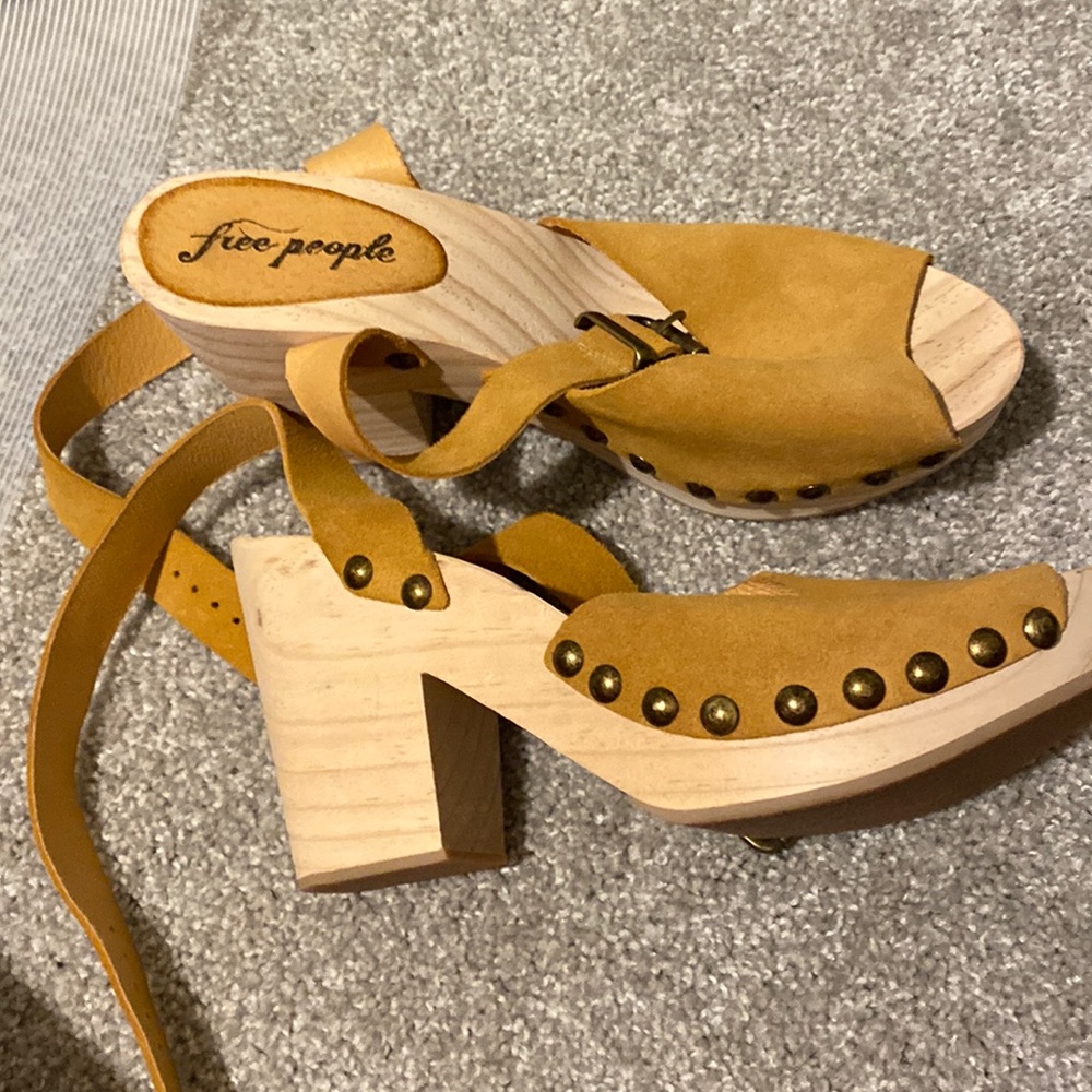 Free people platform sandals wrap strap